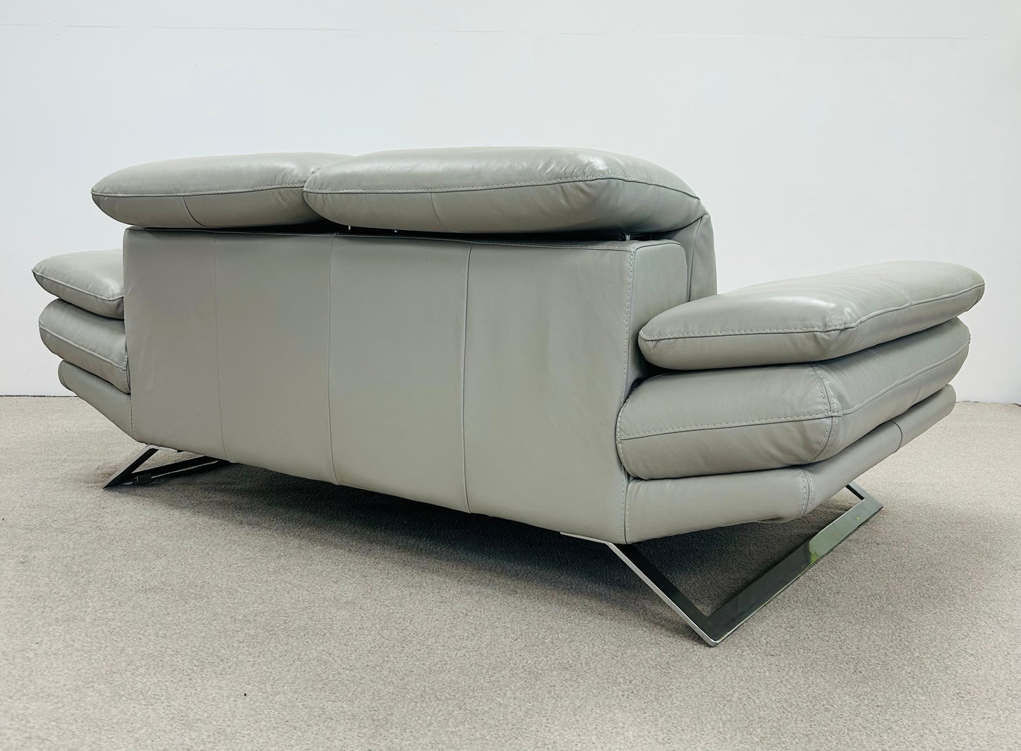 Grey Two Seat Leather Sofa
