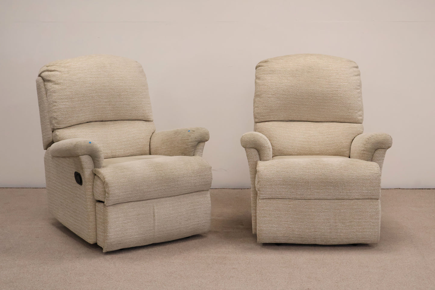 Matching Cream Recliners (manual) by Sherborne