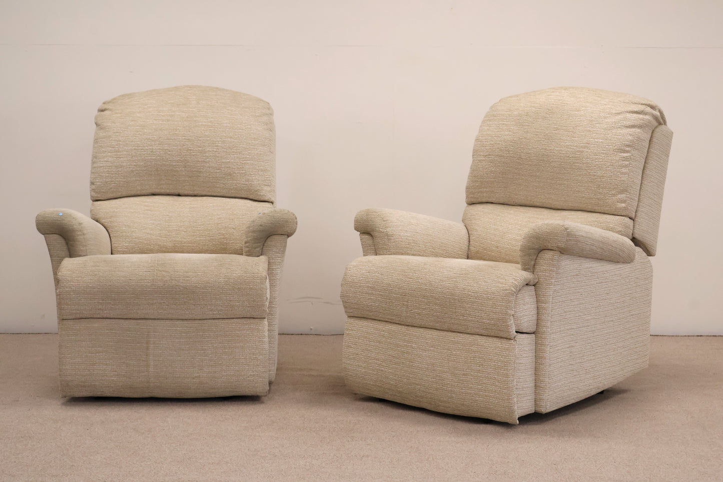 Matching Cream Recliners (manual) by Sherborne
