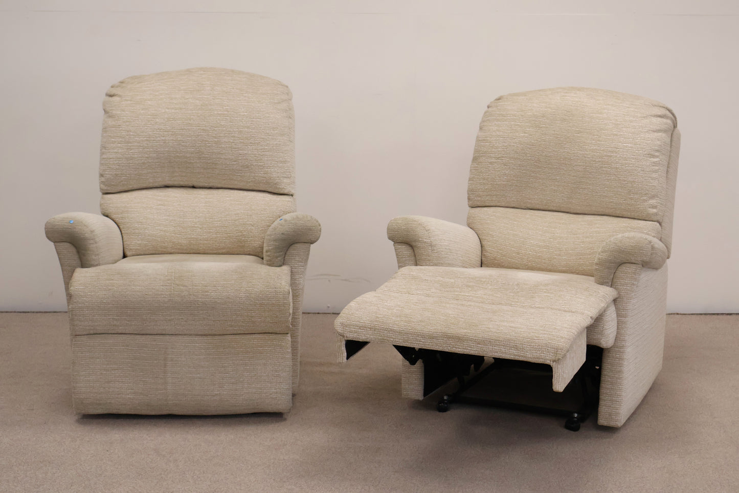 Matching Cream Recliners (manual) by Sherborne
