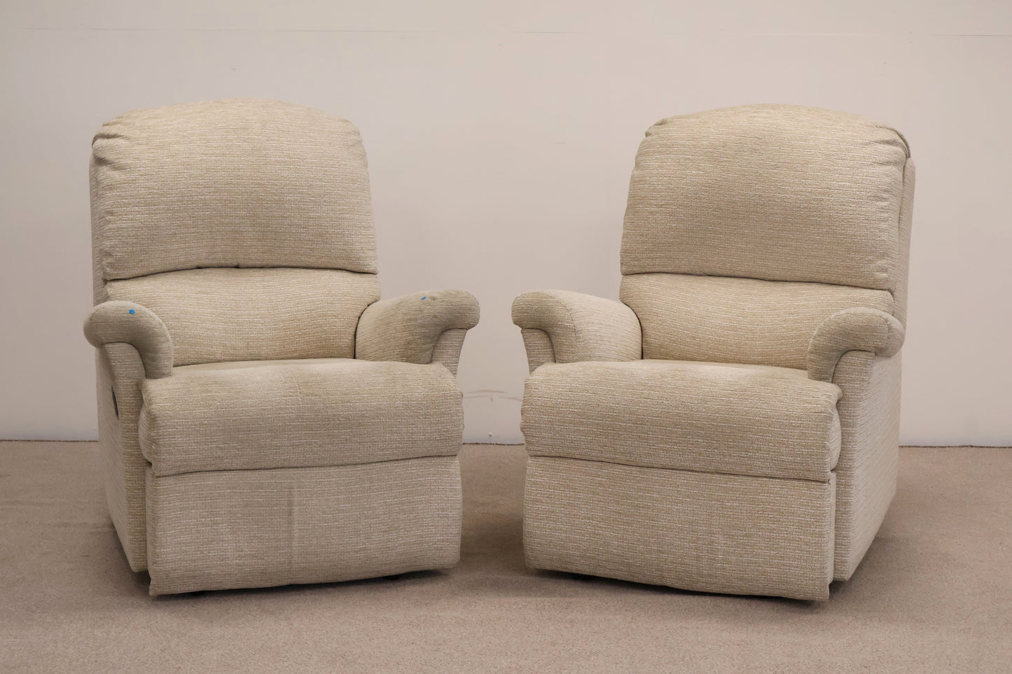 Matching Cream Recliners (manual) by Sherborne