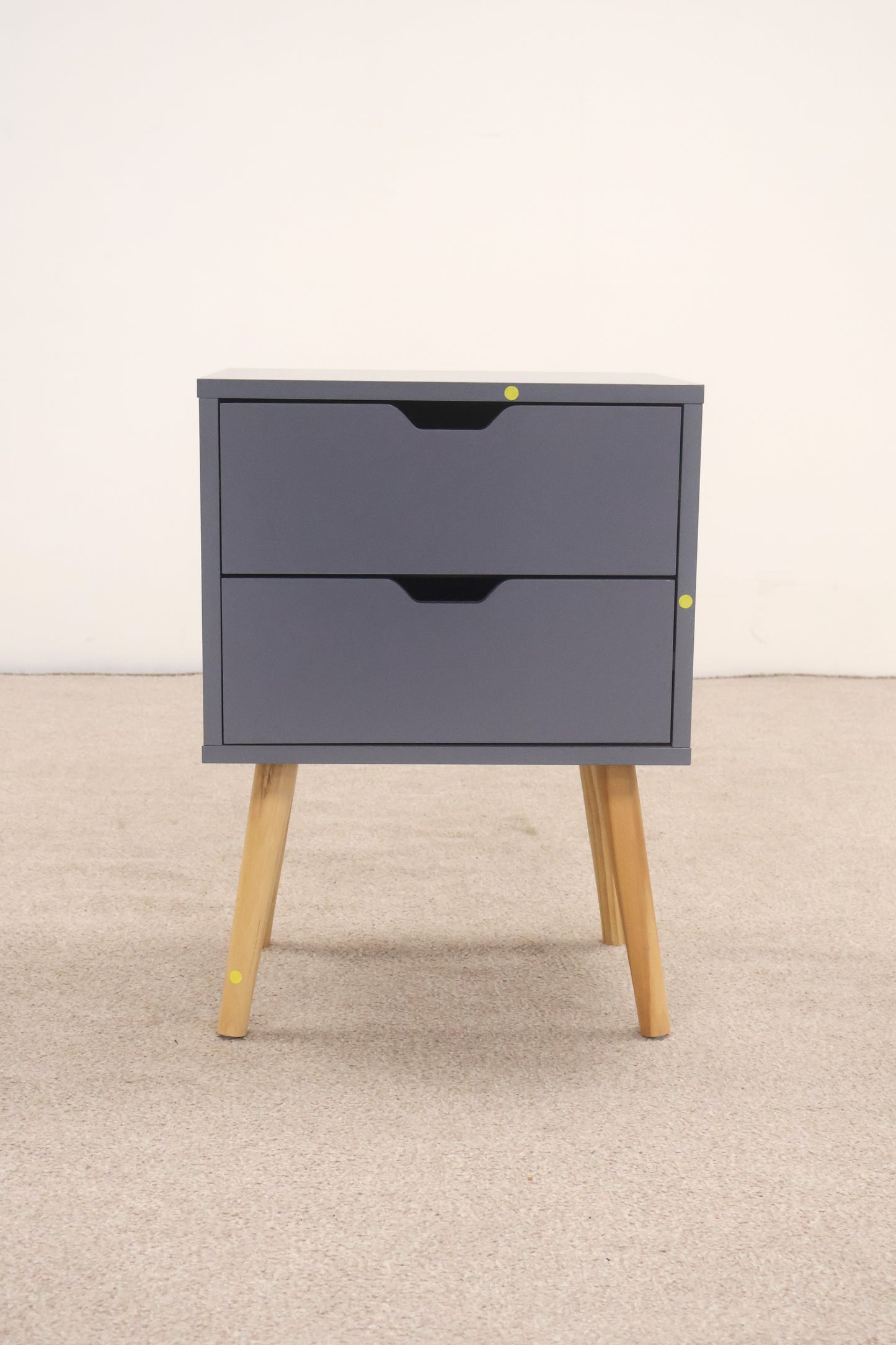 Grey bedside table 2 drawers