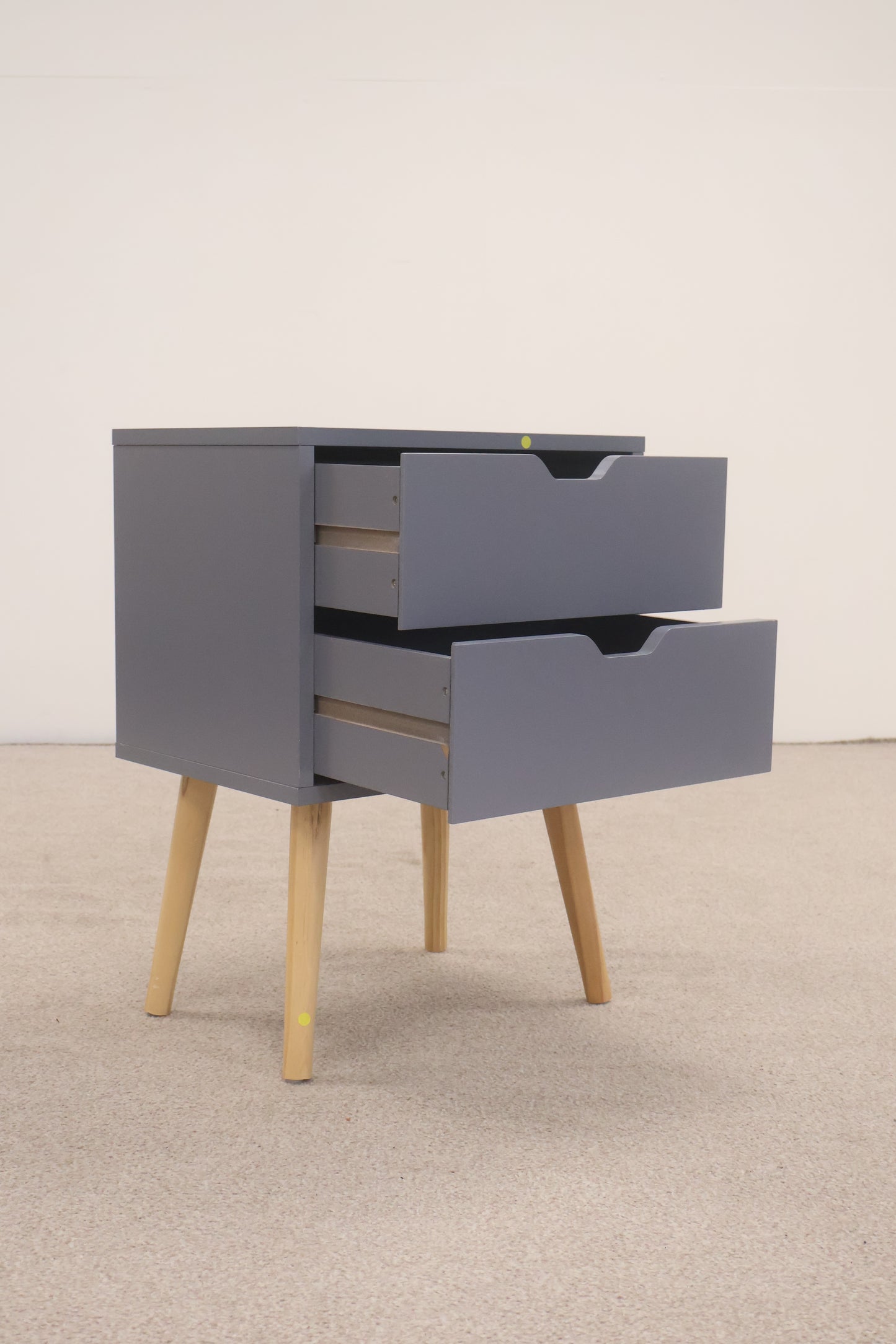 Grey bedside table 2 drawers