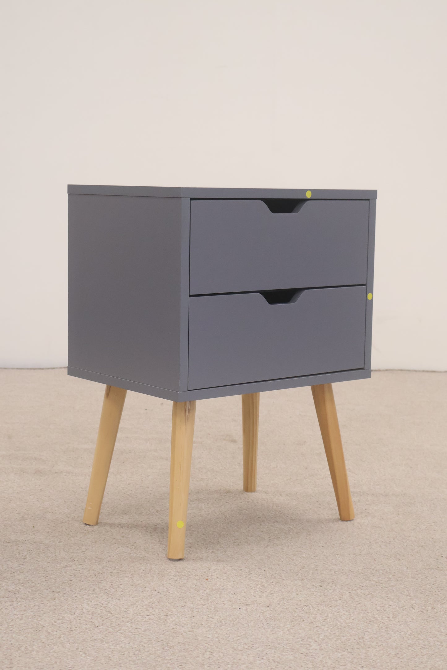 Grey bedside table 2 drawers