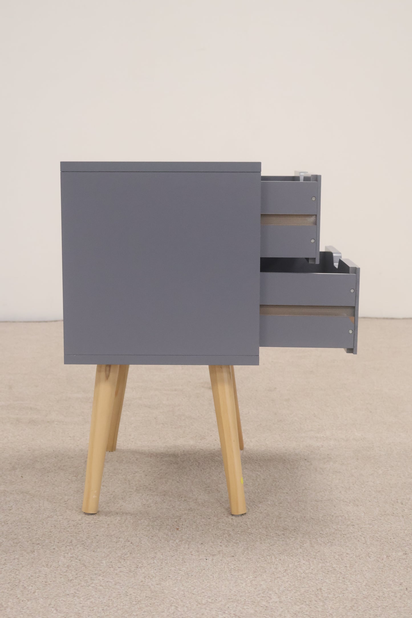 Grey bedside table 2 drawers