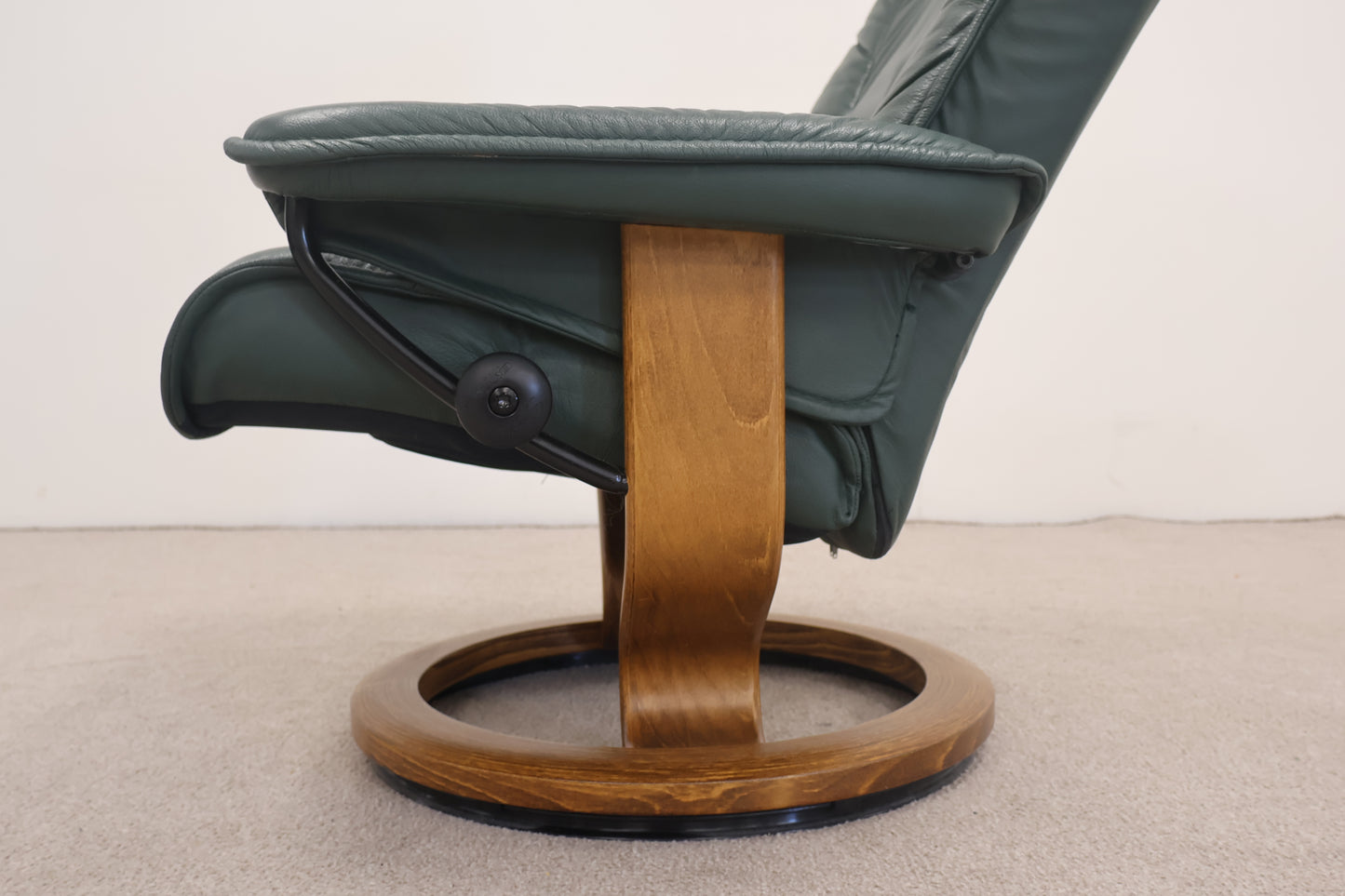 Dark Green Recliner and Footstool by Ekornes