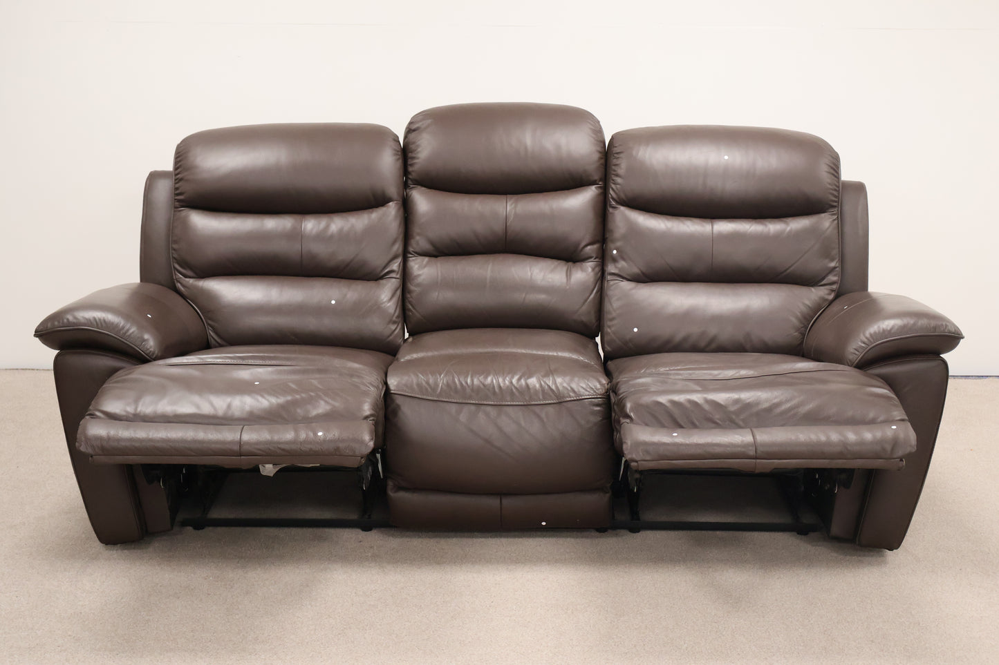 Brown Leather Recliner With Footstool