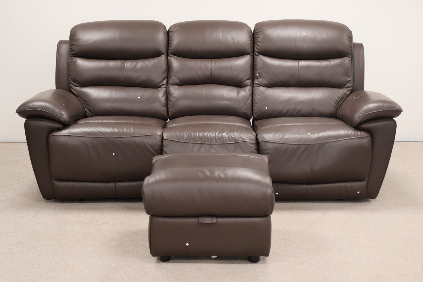 Brown Leather Recliner With Footstool
