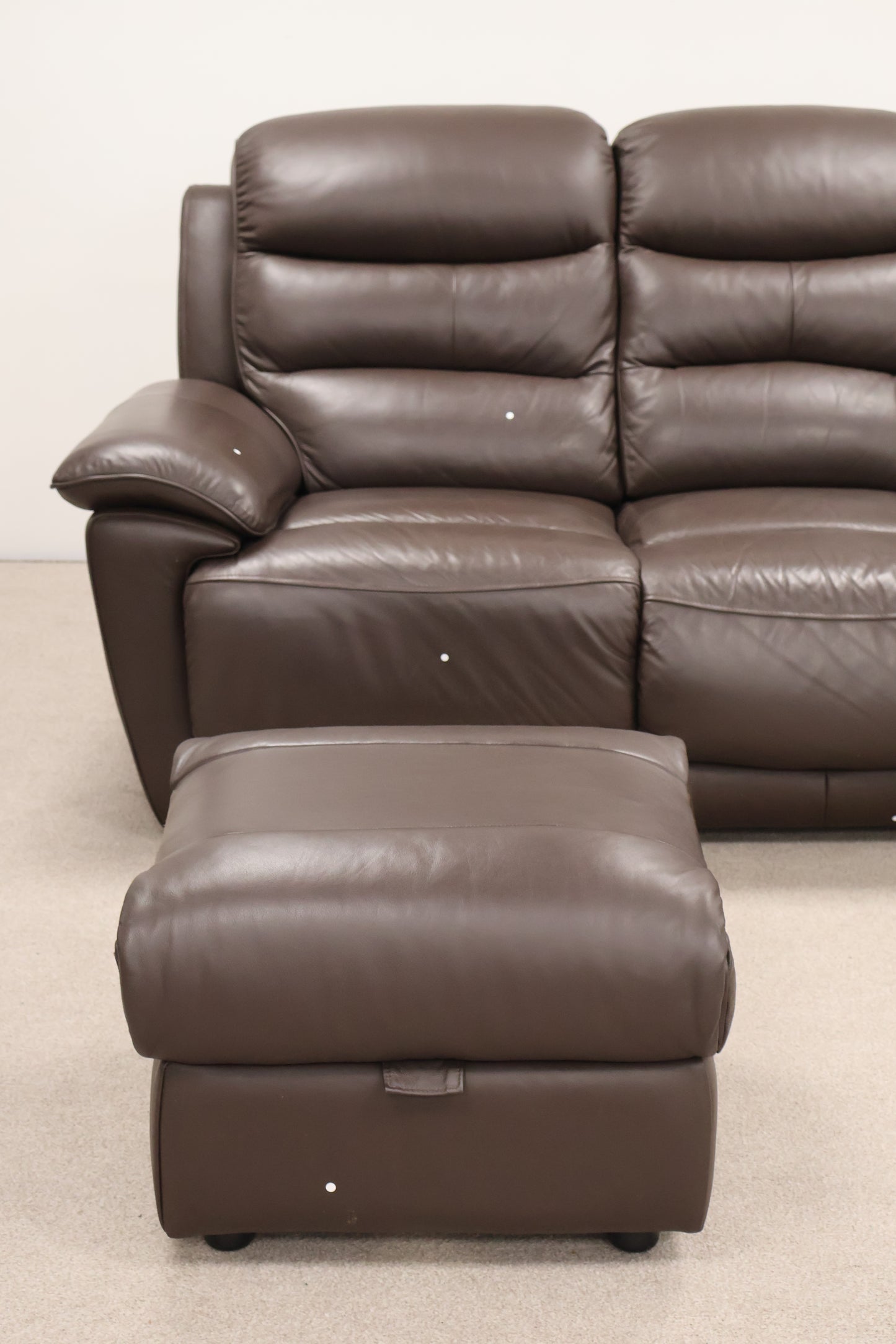 Brown Leather Recliner With Footstool