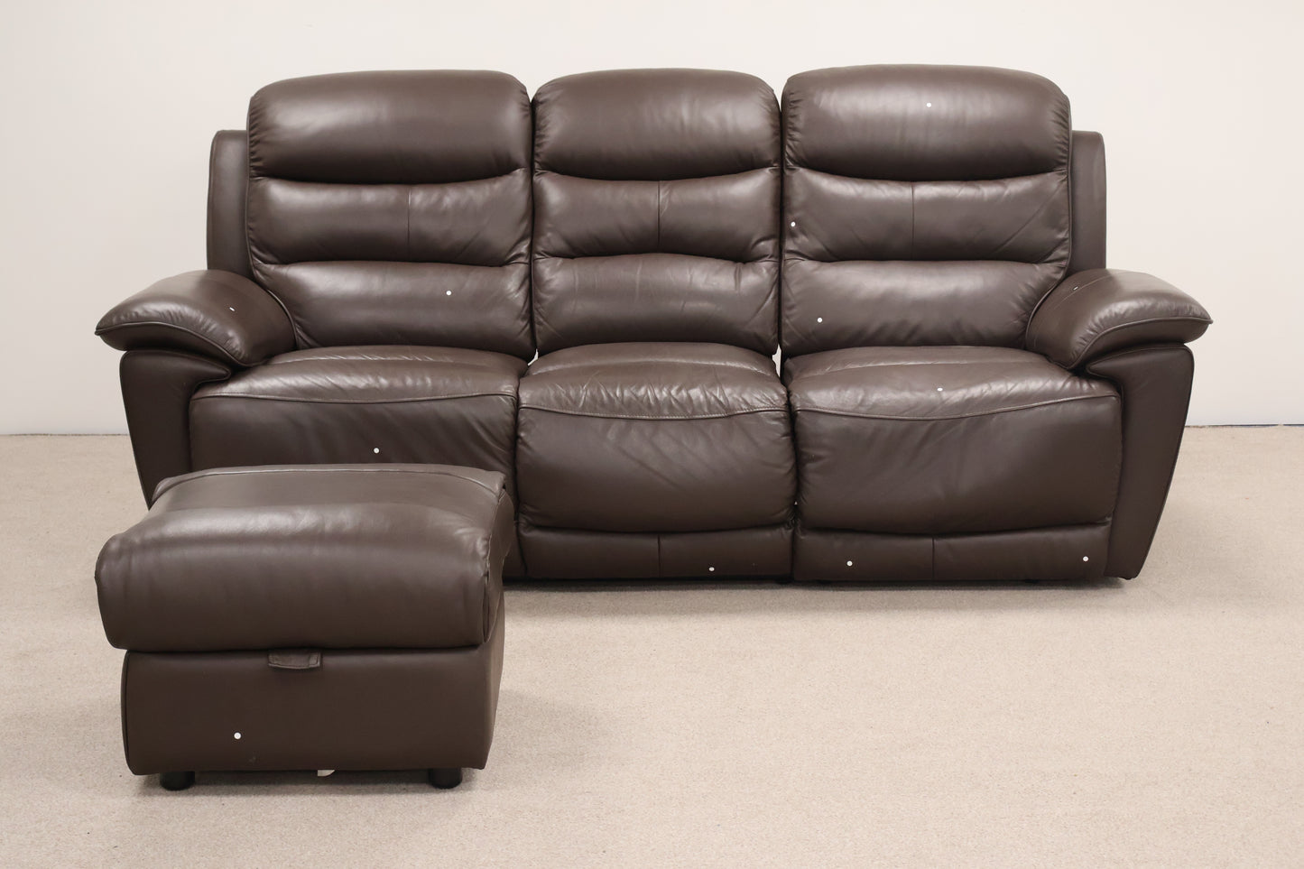 Brown Leather Recliner With Footstool