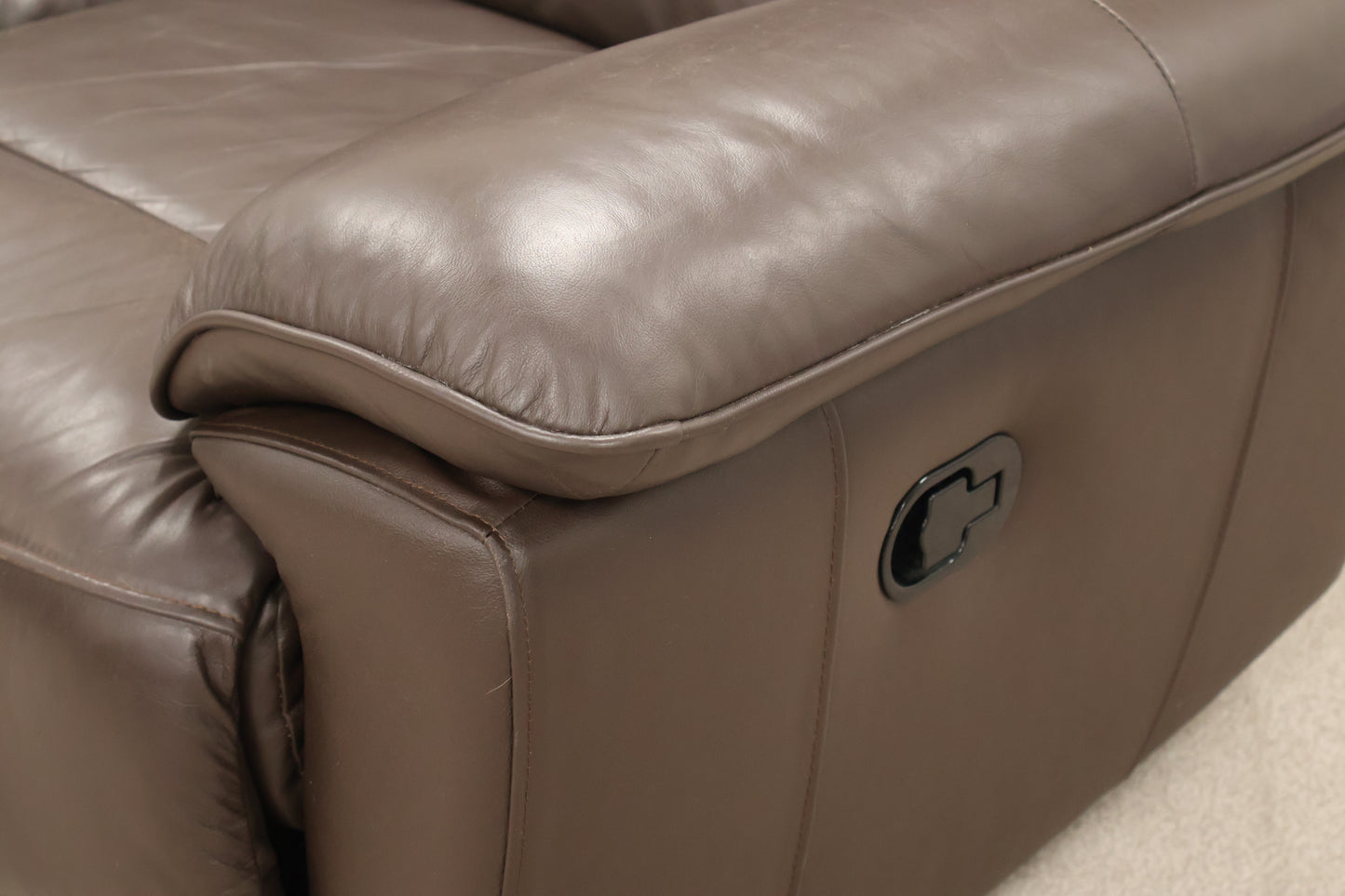Brown Leather Recliner With Footstool
