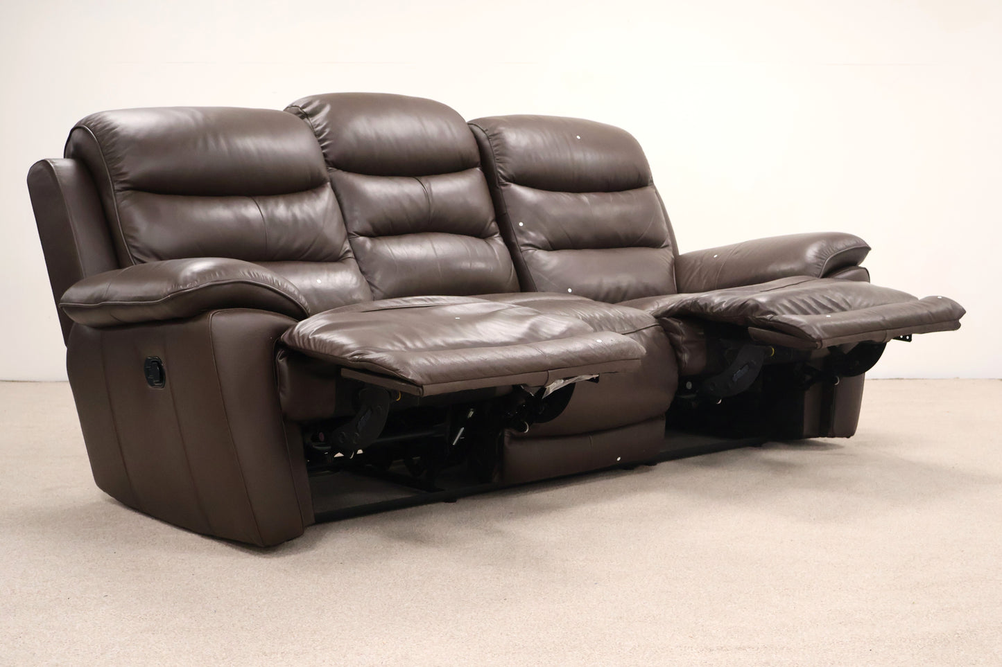 Brown Leather Recliner With Footstool