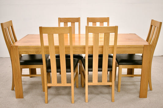 Extendable Oak Dining Table with Matching Chairs