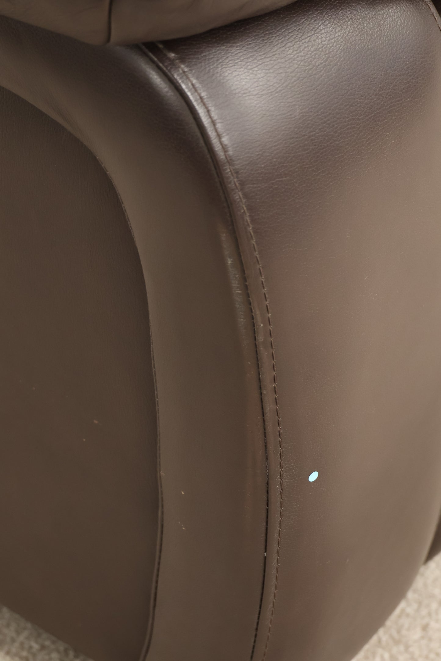 Dark Brown Faux Leather Sofa with Footstool