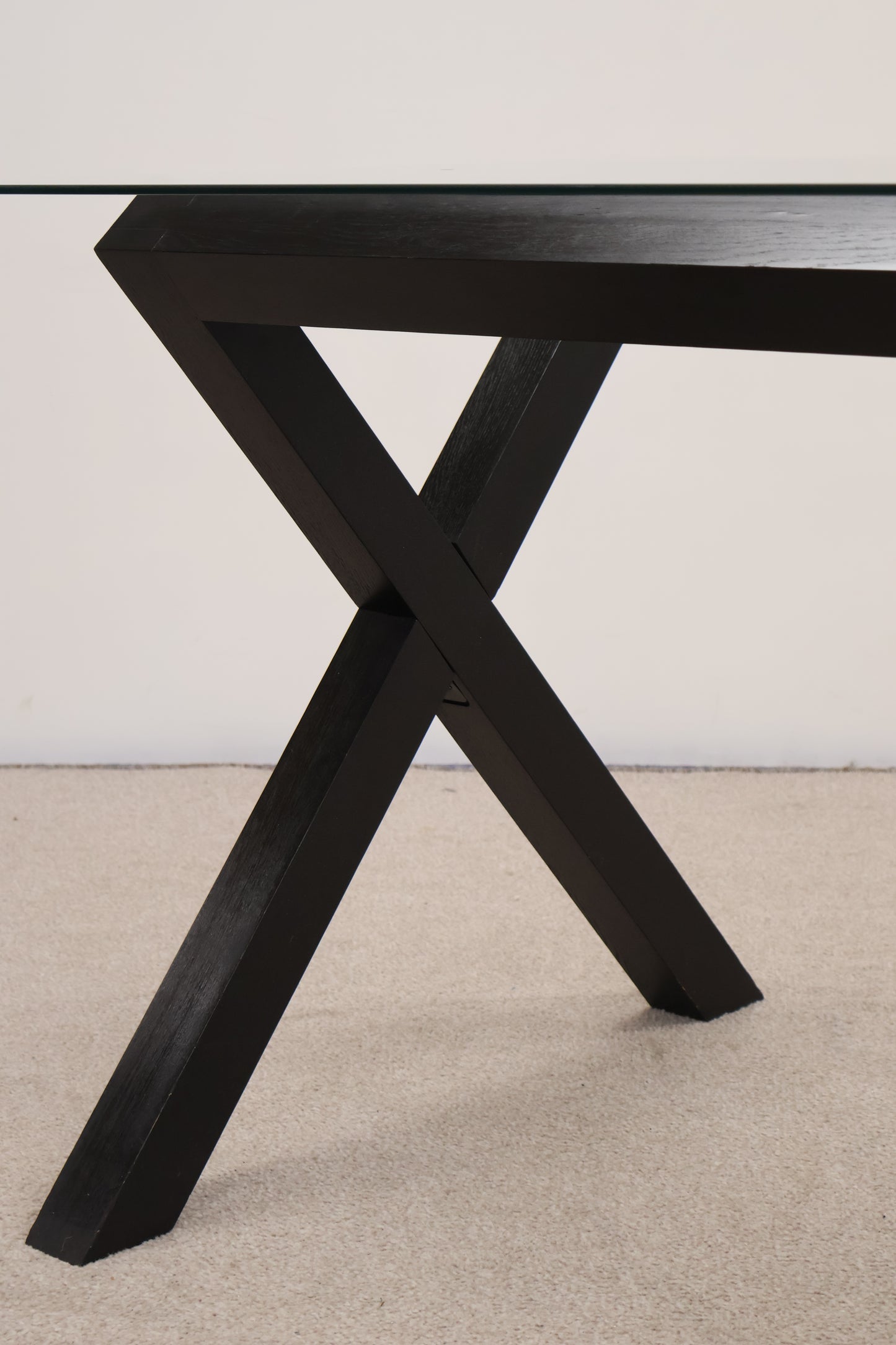Glass Dining Table with Dark Wooden Base