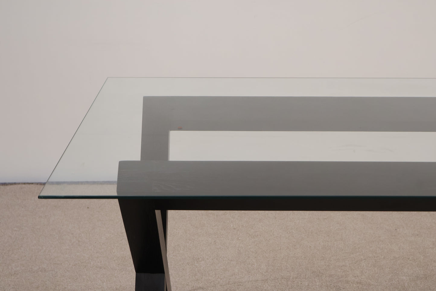 Glass Dining Table with Dark Wooden Base