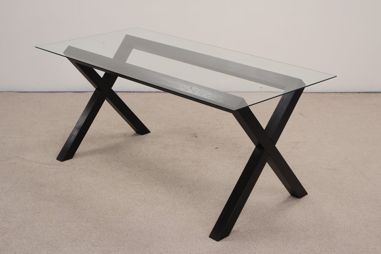 Glass Dining Table with Dark Wooden Base