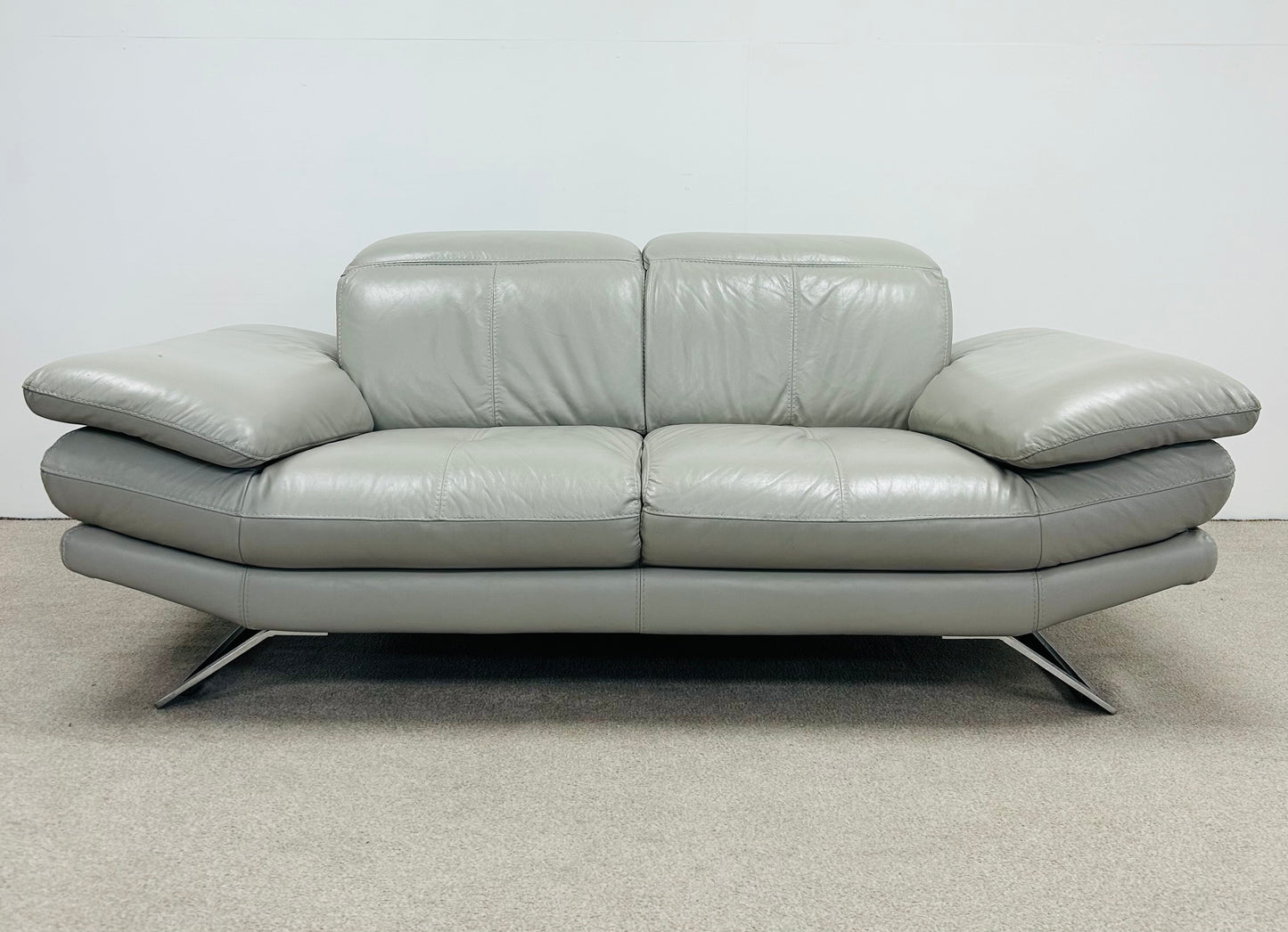 Grey Two Seat Leather Sofa