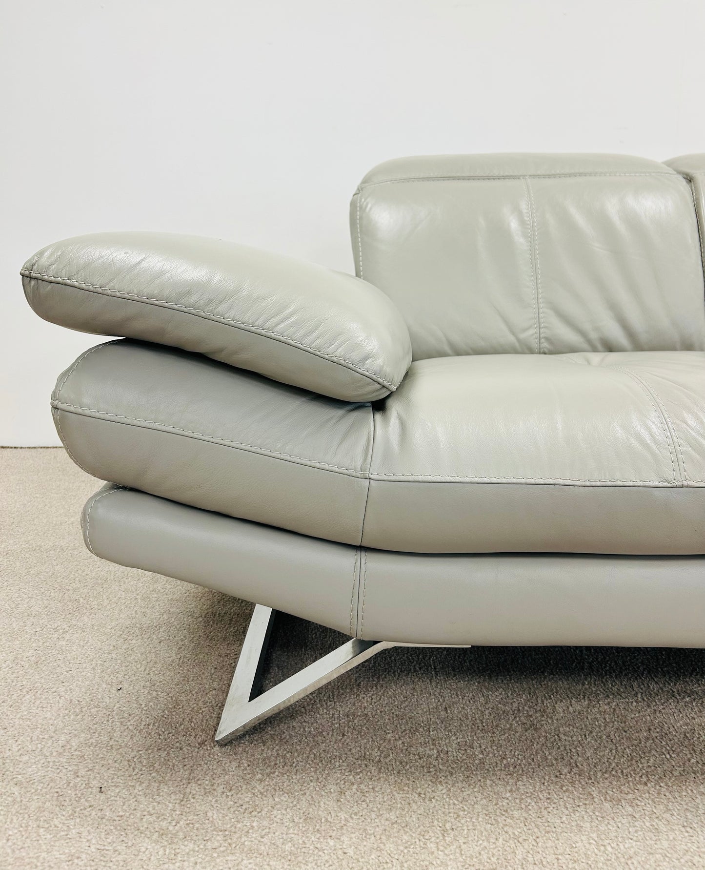 Grey Two Seat Leather Sofa