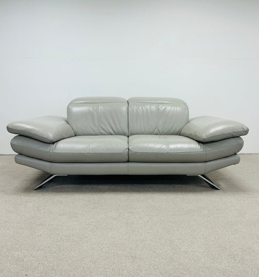 Grey Two Seat Leather Sofa