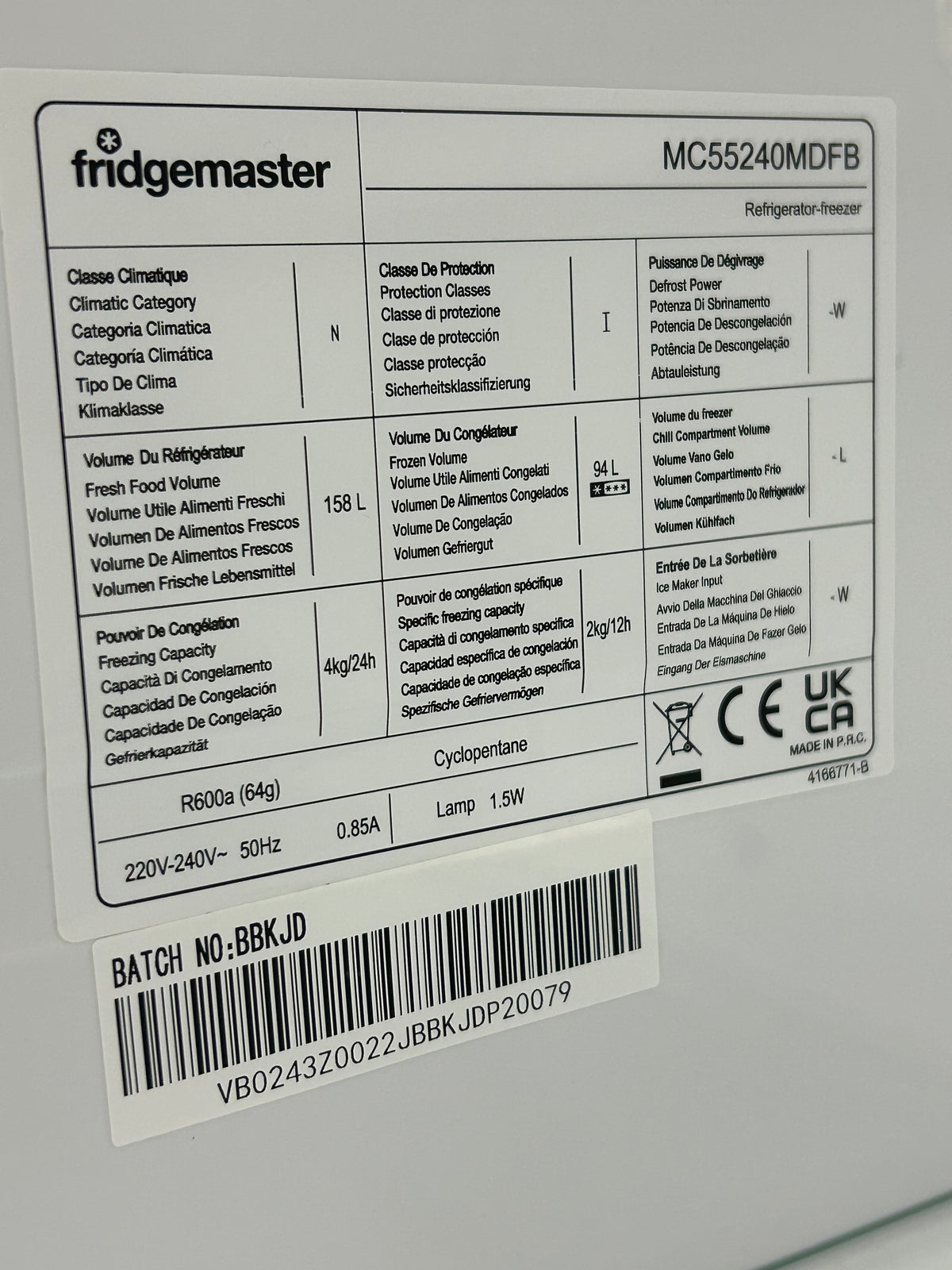 Black Fridge Freezer by Fridgemaster