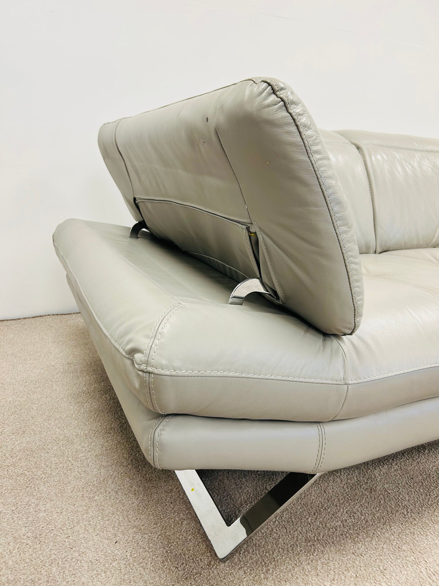 Grey Two Seat Leather Sofa