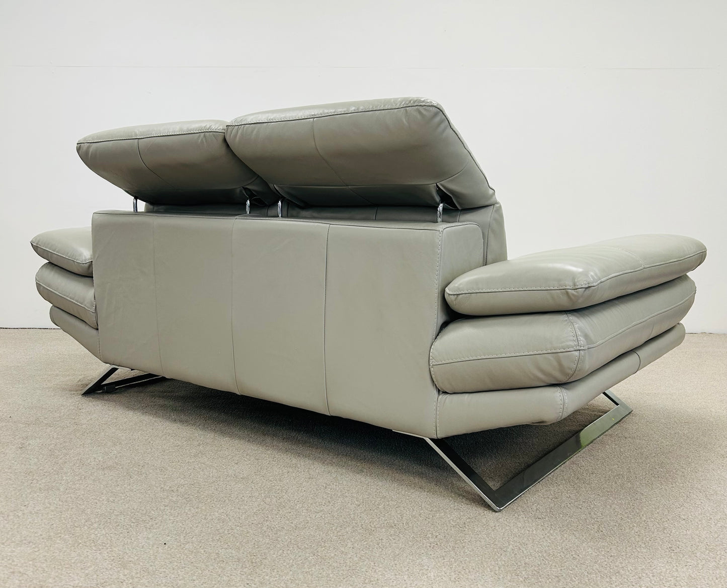 Grey Two Seat Leather Sofa