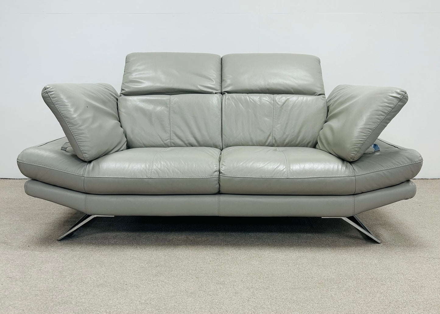 Grey Two Seat Leather Sofa