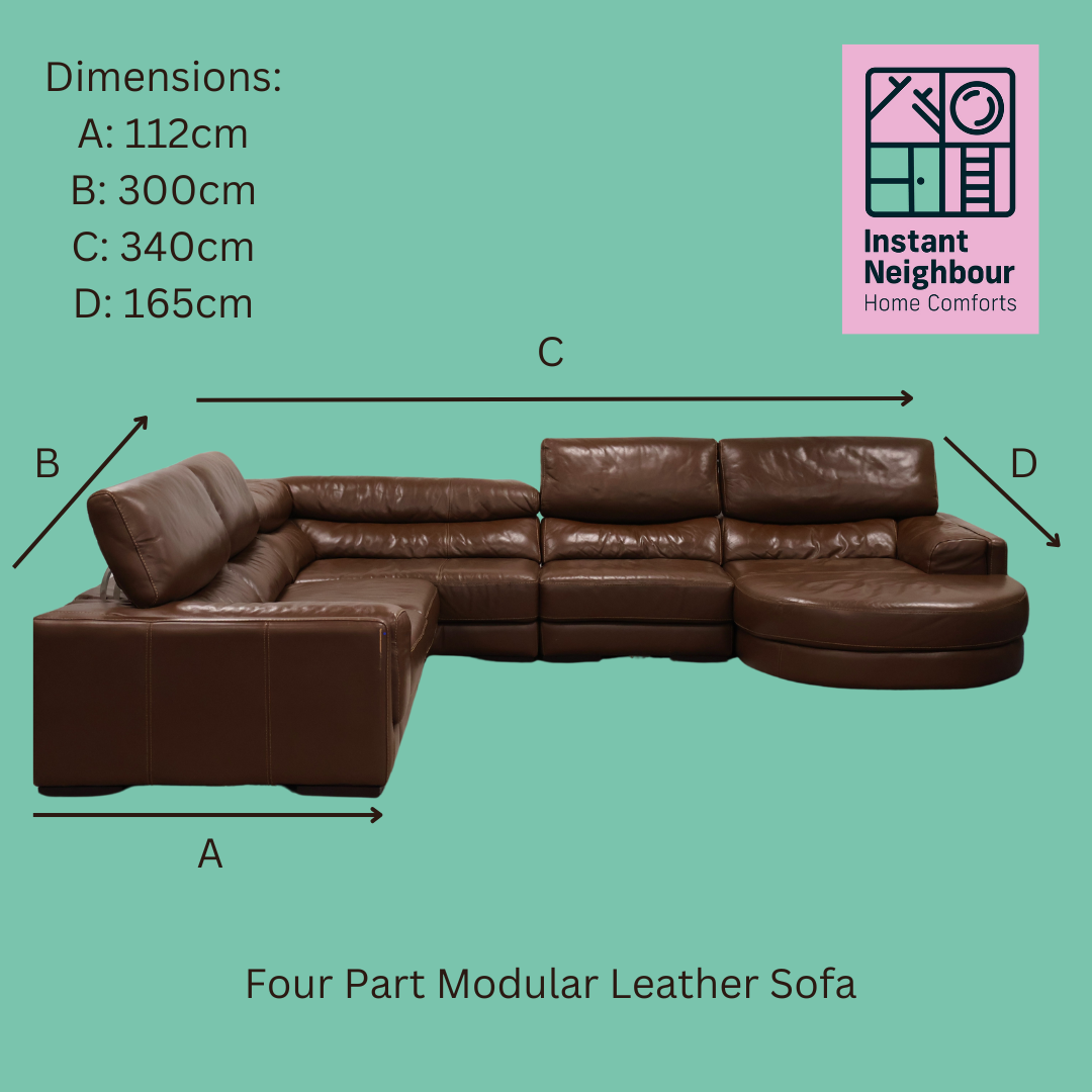 Brown Leather L-Shaped Corner Sofa