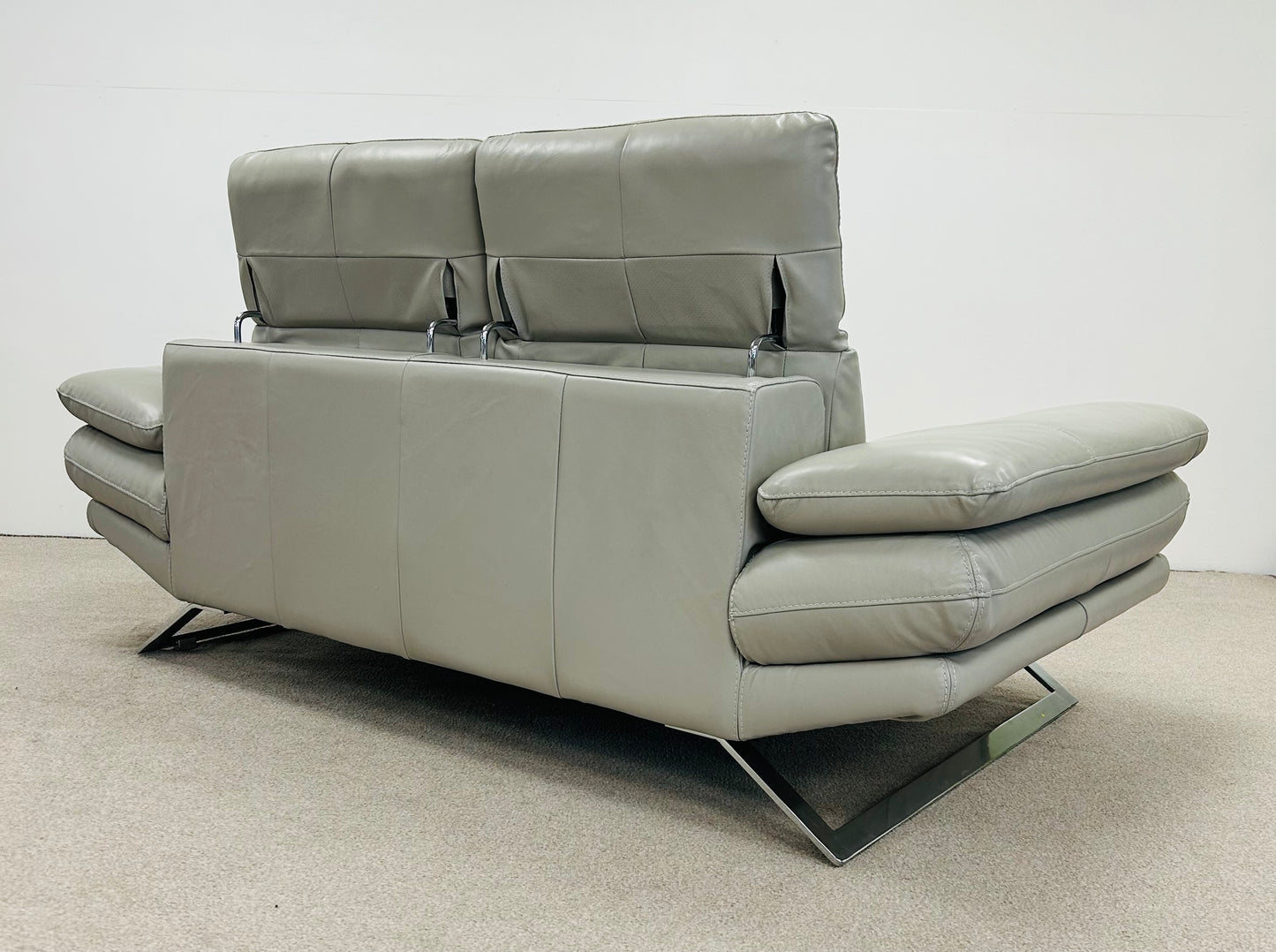 Grey Two Seat Leather Sofa