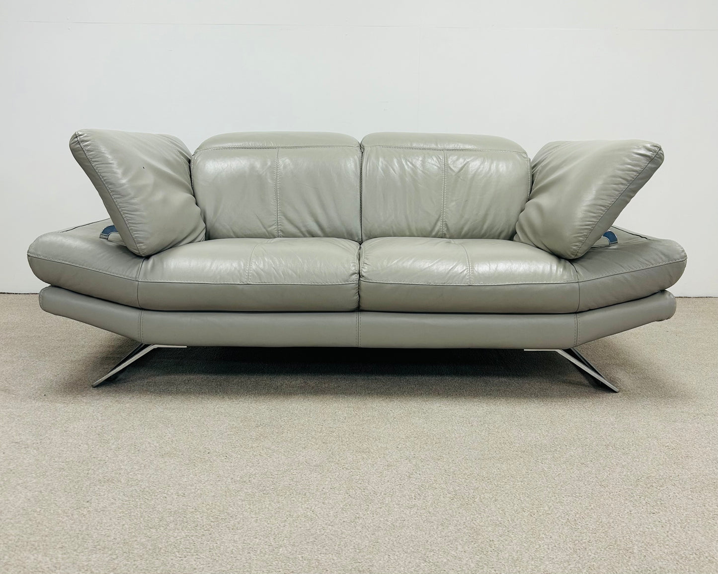 Grey Two Seat Leather Sofa