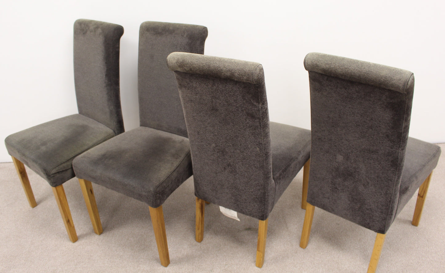 Four Grey Fabric Dining Chairs