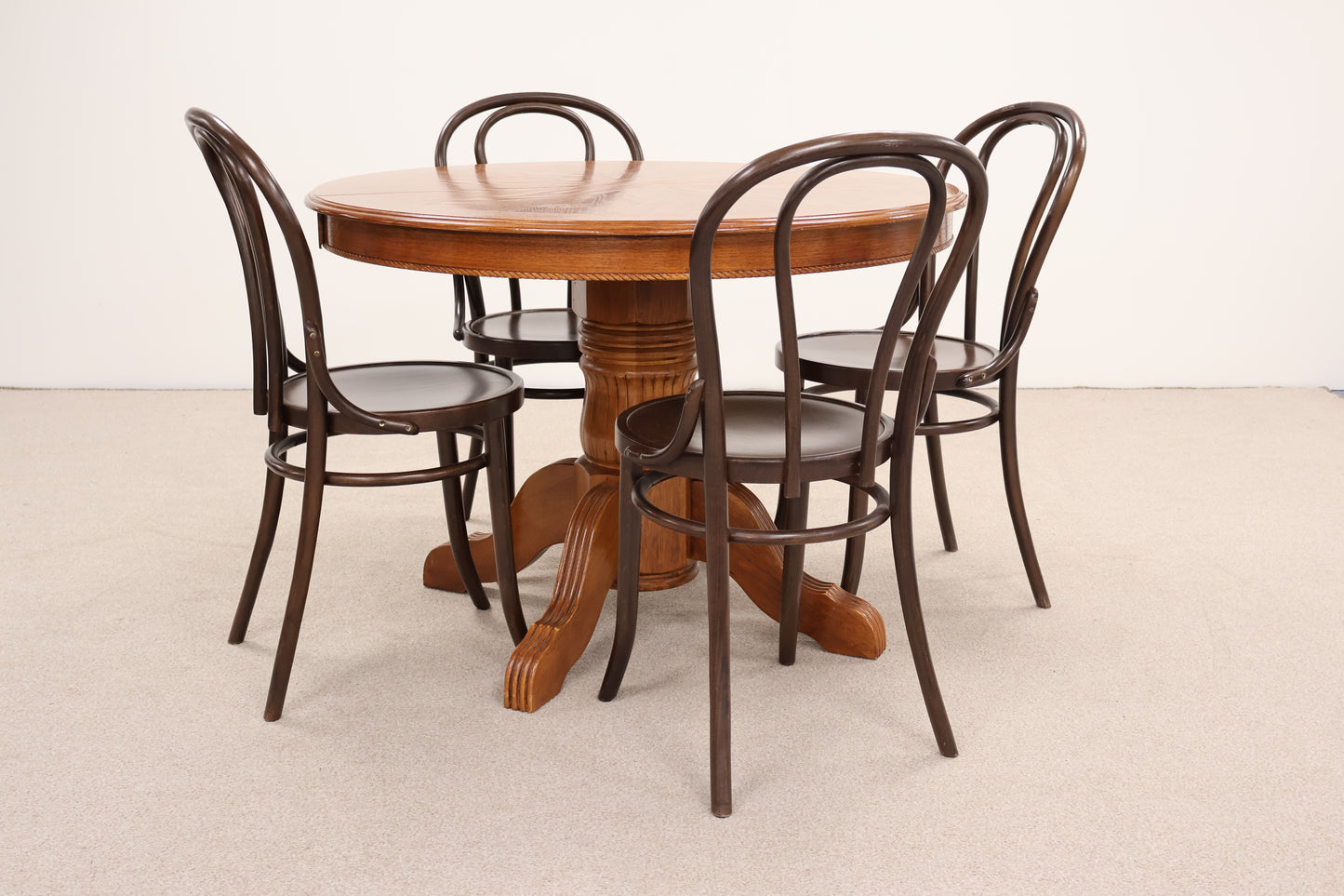 Wooden Dining Table and Four Bistro Style Chairs