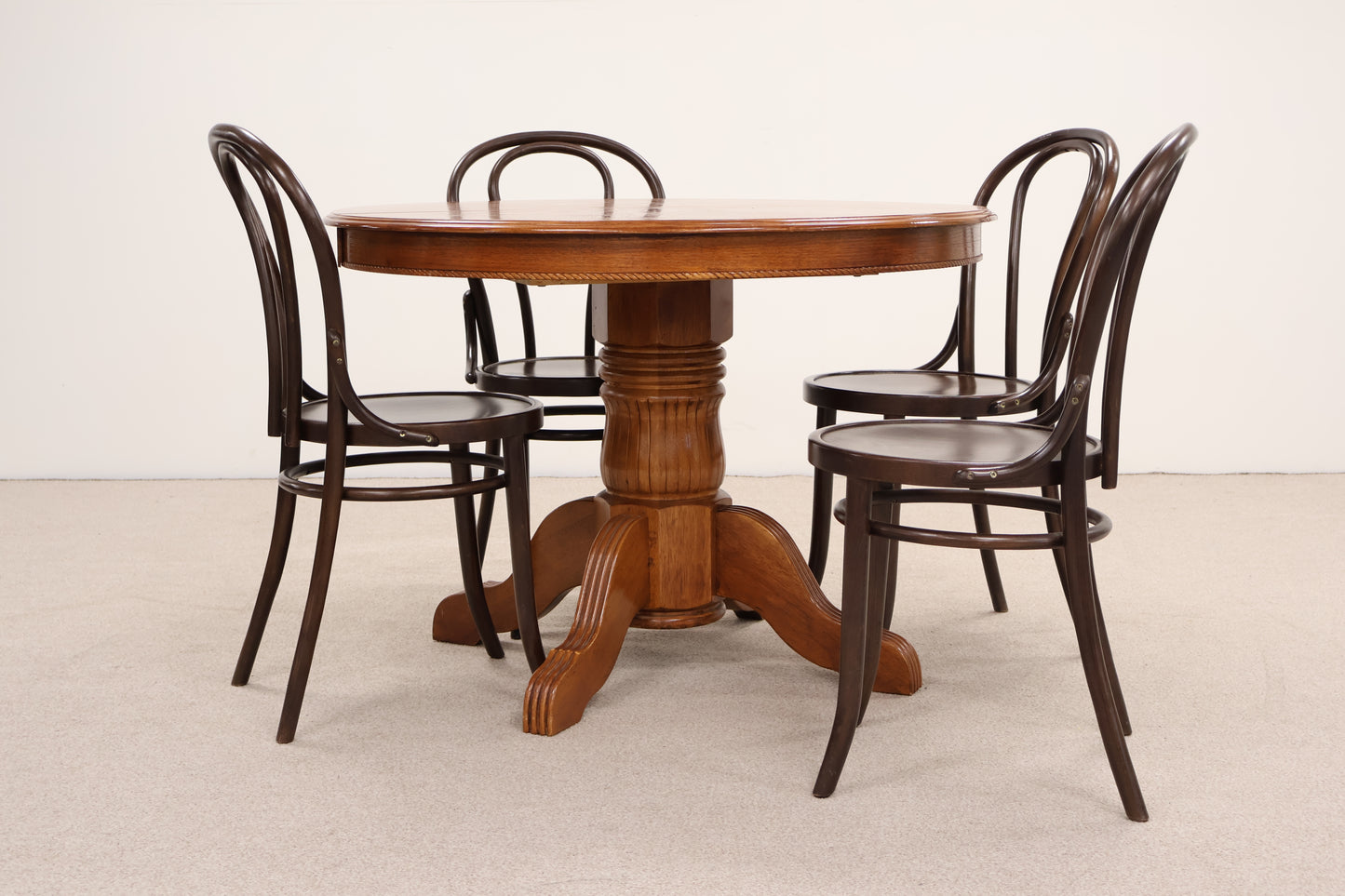 Wooden Dining Table and Four Bistro Style Chairs
