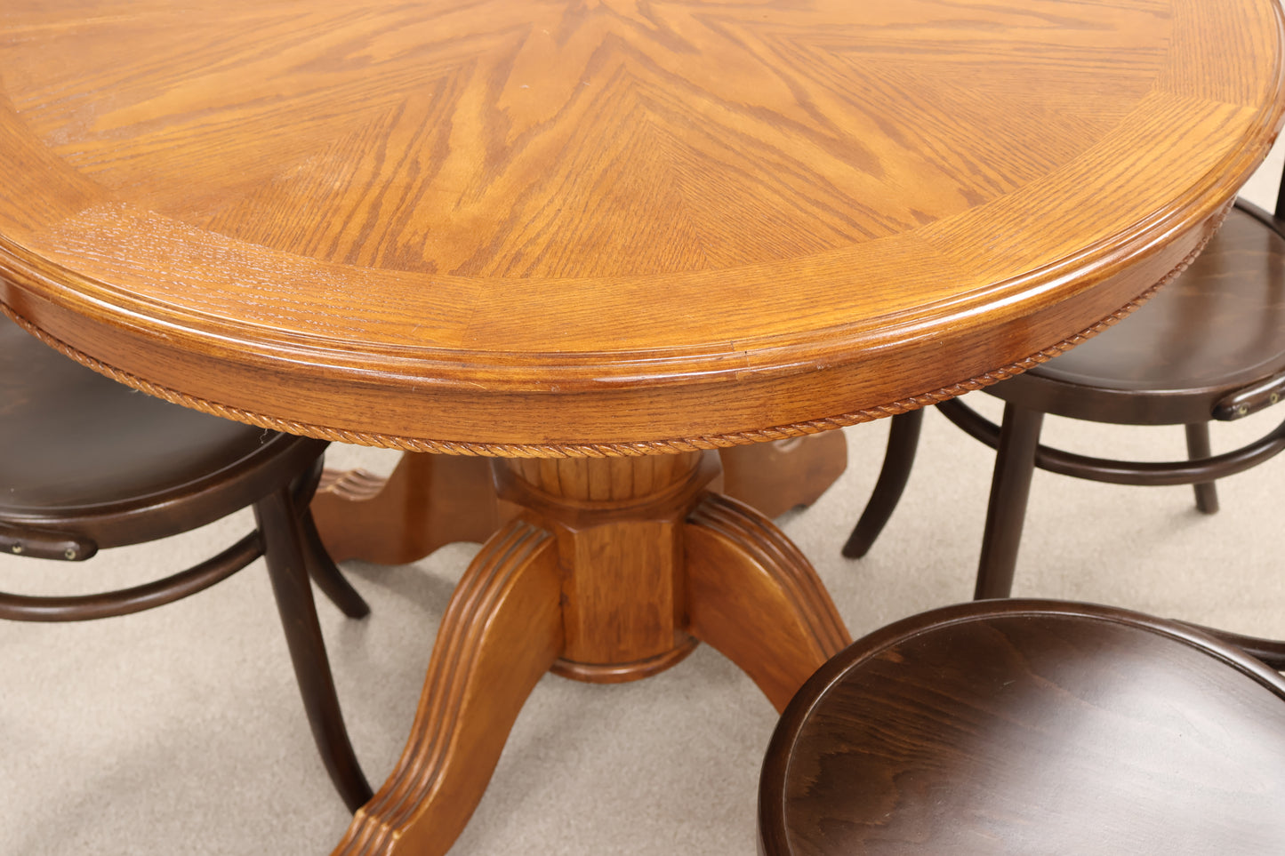 Wooden Dining Table and Four Bistro Style Chairs