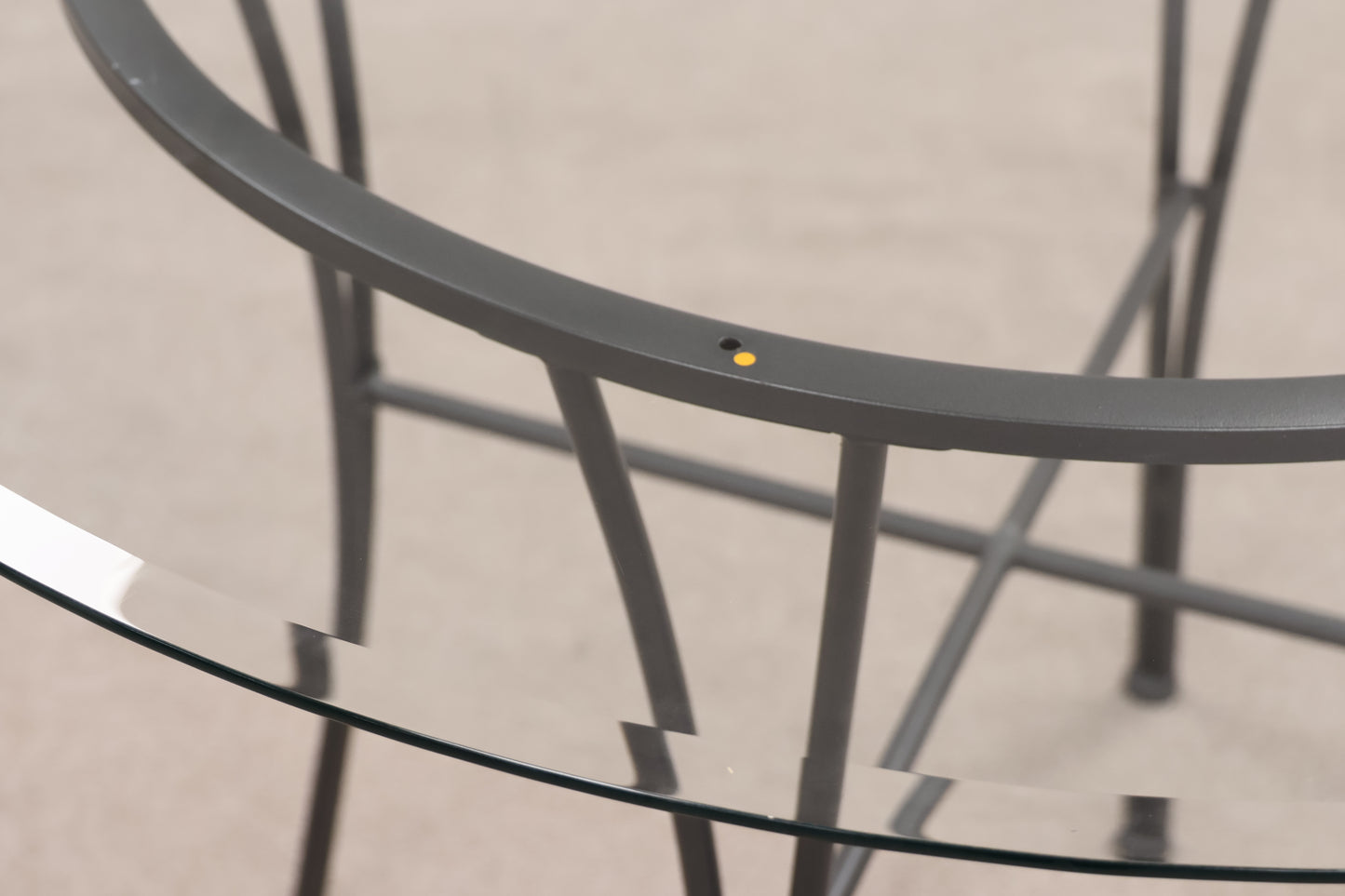 Metal Base Table with Glass Top and Four Matching Chairs