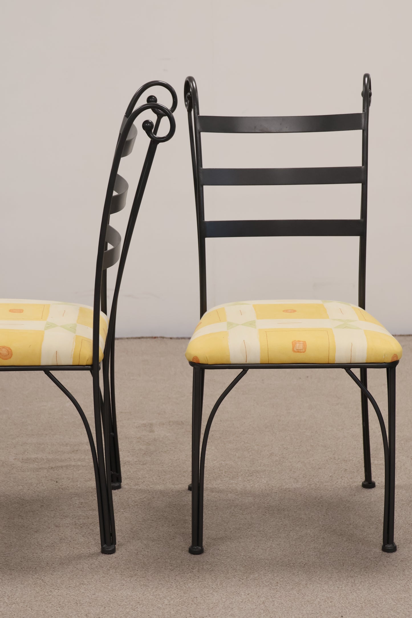 Metal Base Table with Glass Top and Four Matching Chairs