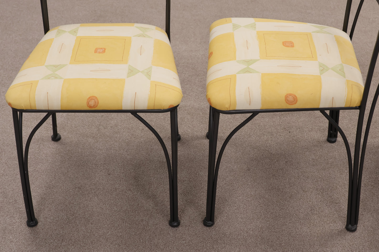 Metal Base Table with Glass Top and Four Matching Chairs