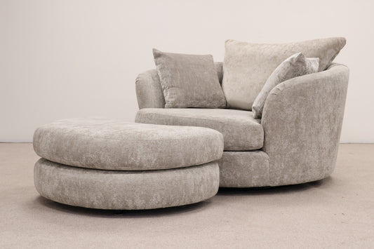 Grey Armchair & Footstool