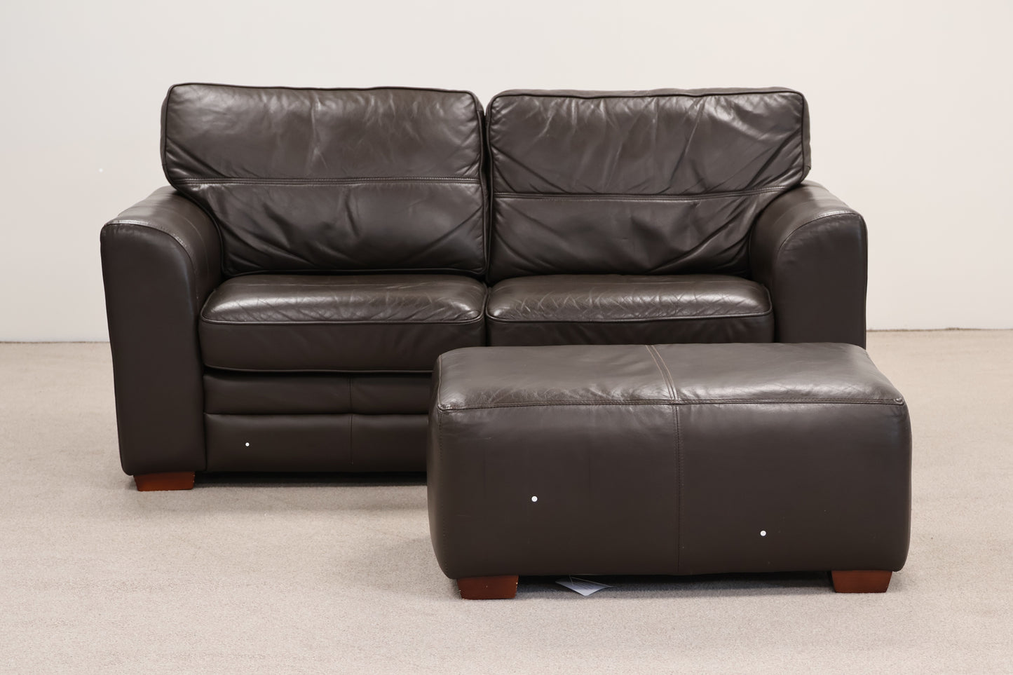 Dark Brown Sofa and Footstool