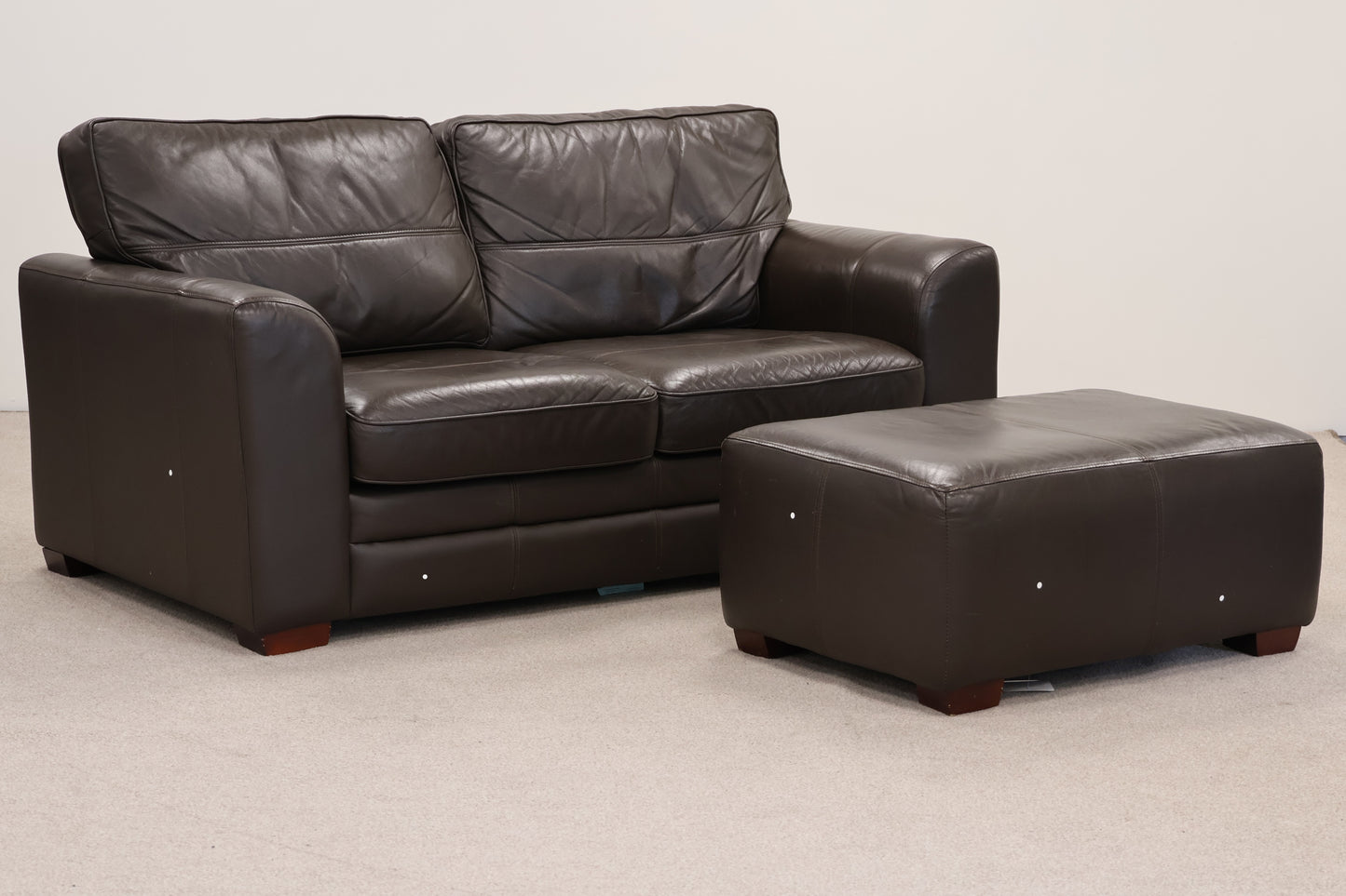 Dark Brown Sofa and Footstool