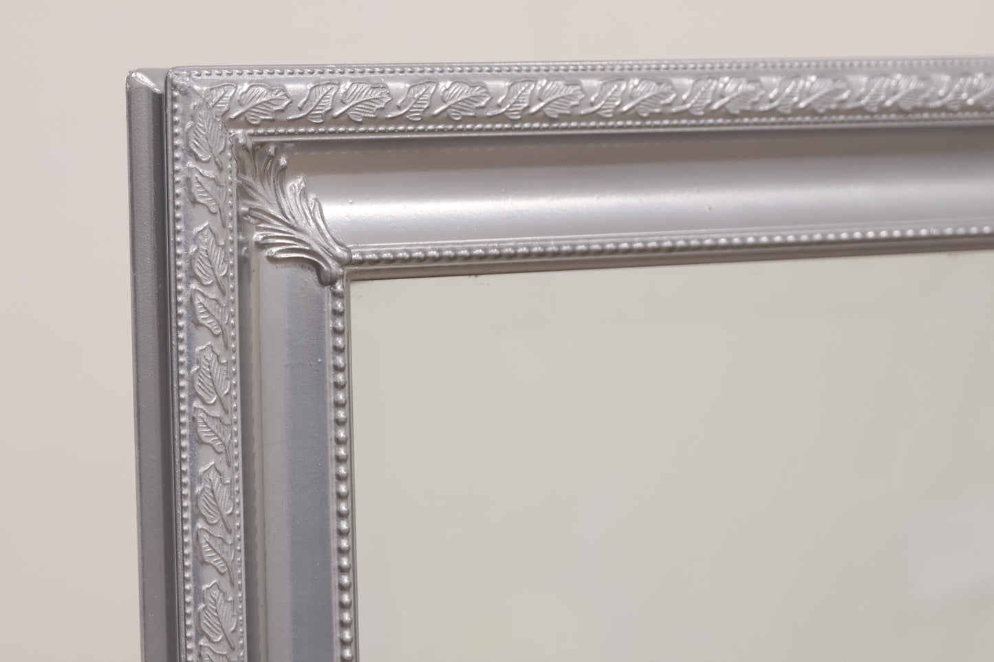 Silver Framed Mirror with Floral Detail