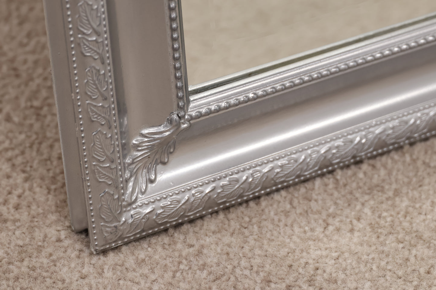 Silver Framed Mirror with Floral Detail