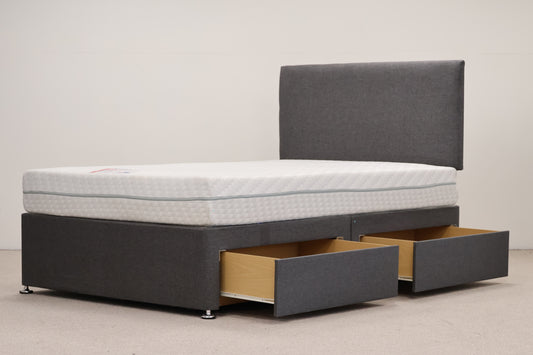 Grey Divan Bed with Mattress