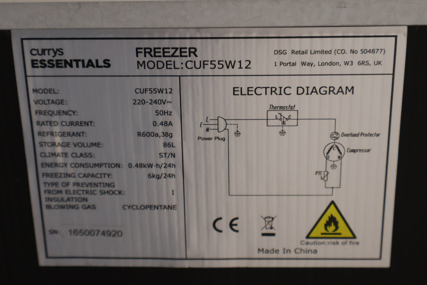 Undercounter Freezer by Essentials