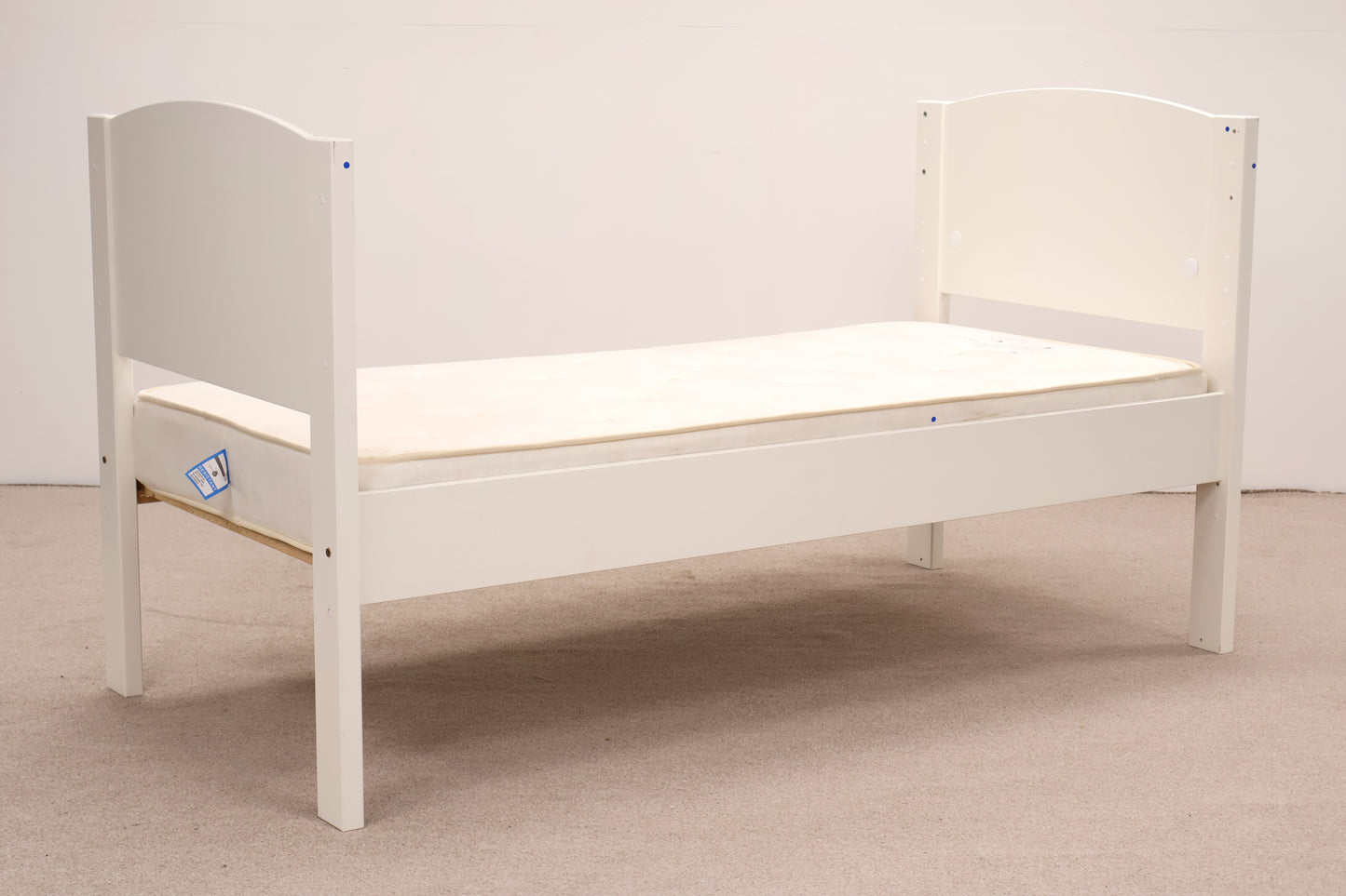 White Single Bed with Mattress