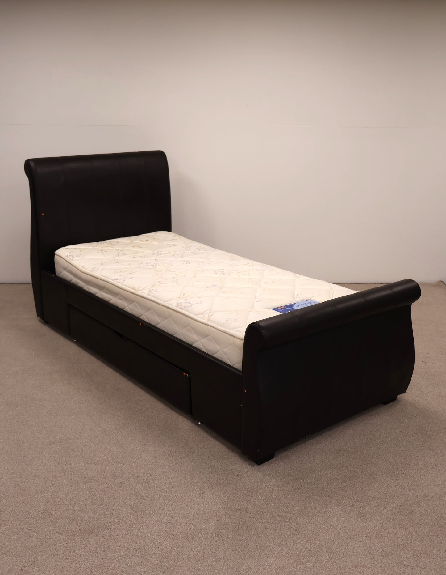 Single Faux Leather Bed with Mattress by Silent Night