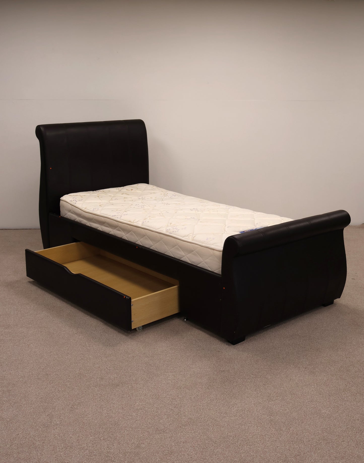 Single Faux Leather Bed with Mattress by Silent Night