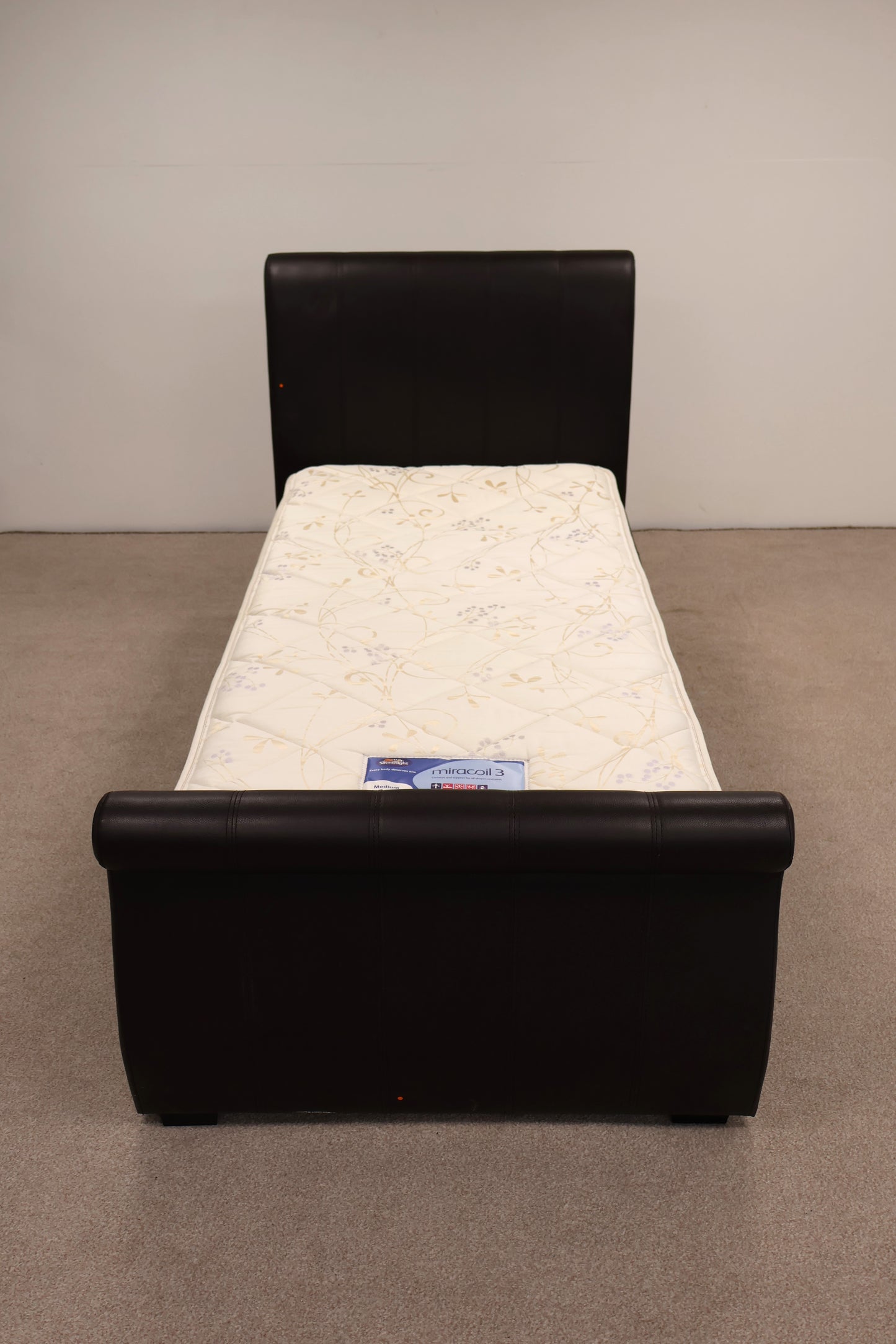 Single Faux Leather Bed with Mattress by Silent Night