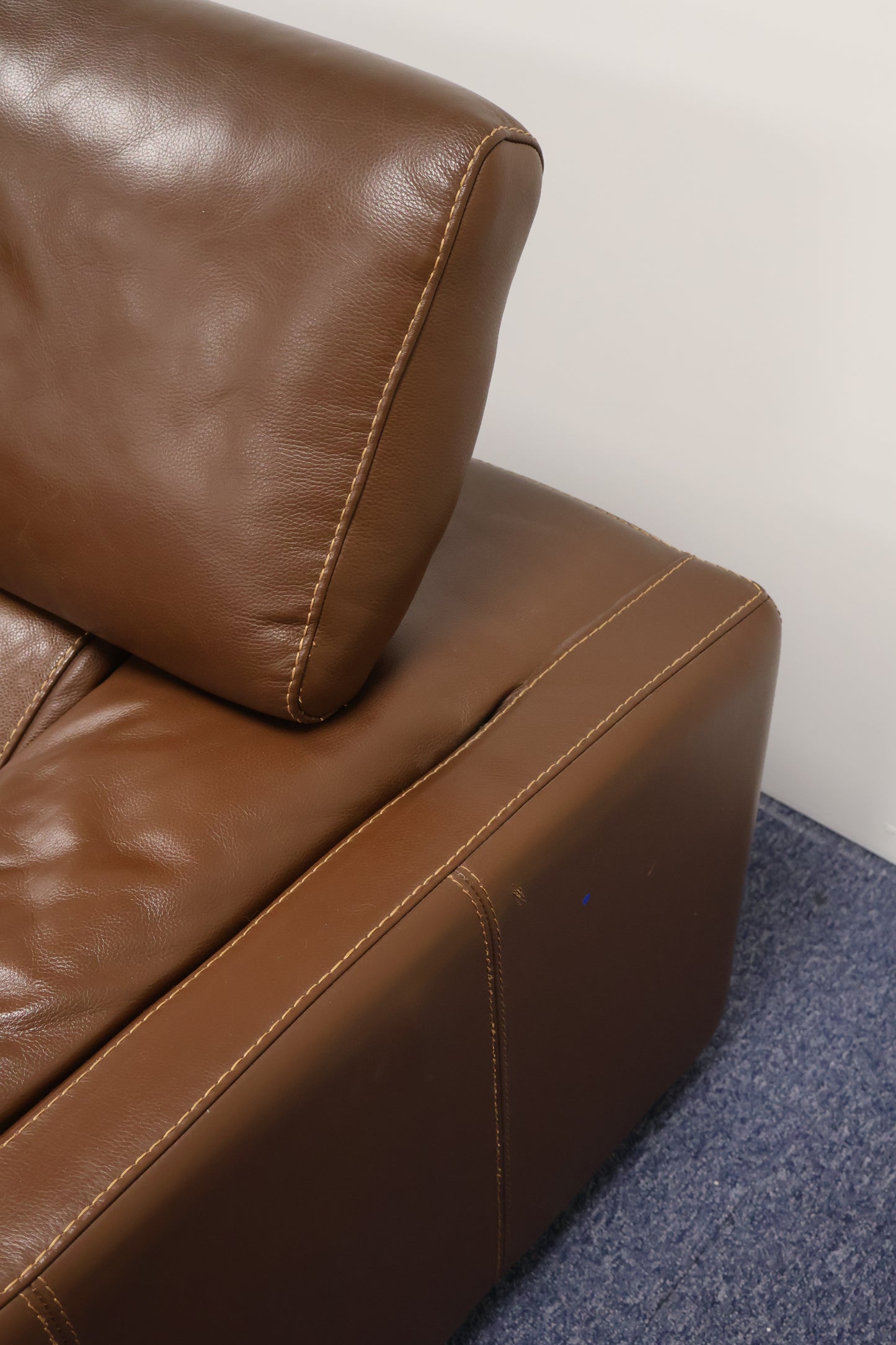 Brown Leather L-Shaped Corner Sofa